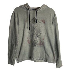 Earthbound Size S Lightweight Hoodie Mandala Pattern Hippie Grey Grunge Red